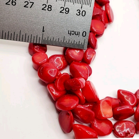 LUC  Lucas LaMeth Three Strand 925 Silver Red Coral Necklace  20", 816 ct. wt. - Picture 8 of 10